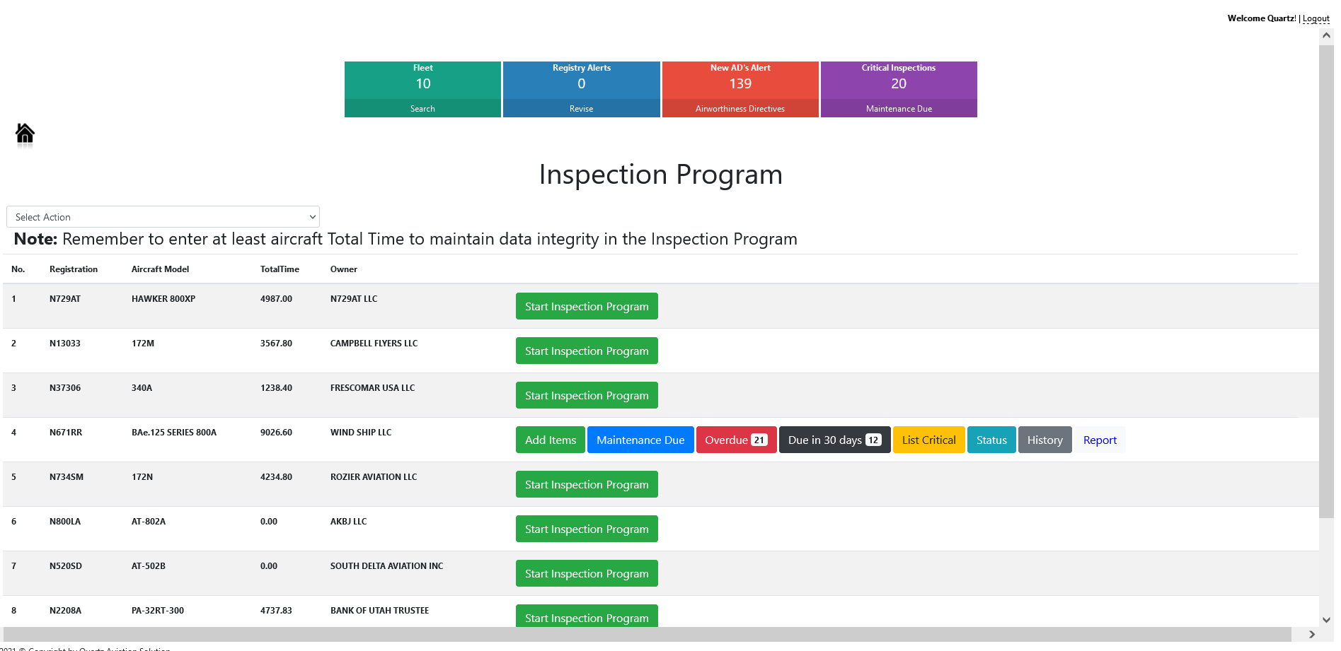 Inspection program